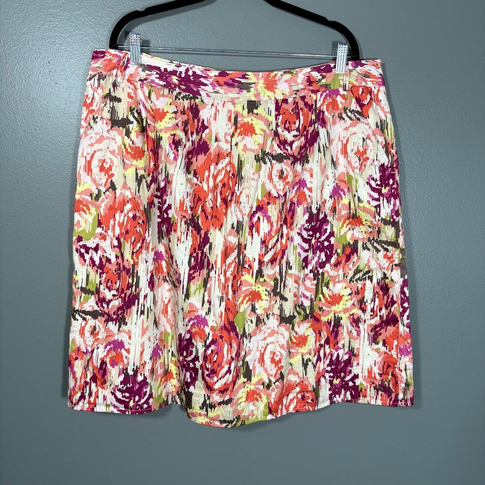 Liz Claiborne Pink Abstract Floral A-Line Skirt - Size 18 - Women's Plus Size